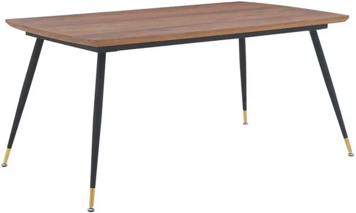 Armen Living Messina Walnut Dining Table with Black Tapered Legs 