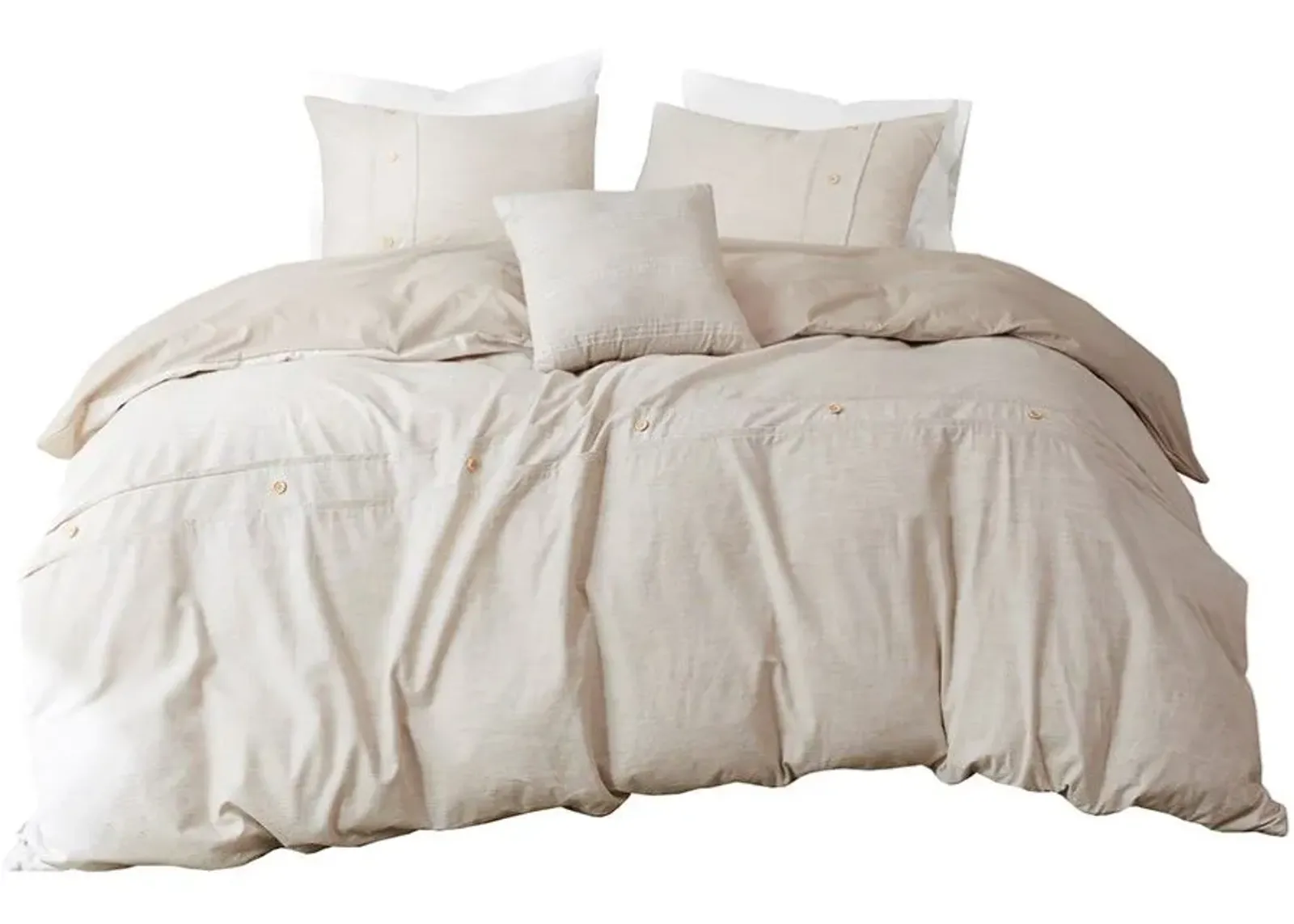 Olliix by Clean Spaces Dover Natural Full/Queen 5 PC Organic Cotton Oversized Comforter Cover Set with removable insert