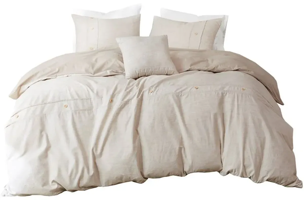 Olliix by Clean Spaces Dover Natural Full/Queen 5 PC Organic Cotton Oversized Comforter Cover Set with removable insert