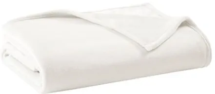 Olliix by Clean Spaces Ivory Twin  Antimicrobial Plush Blanket