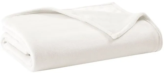 Olliix by Clean Spaces Antimicrobial Plush Ivory King Blanket