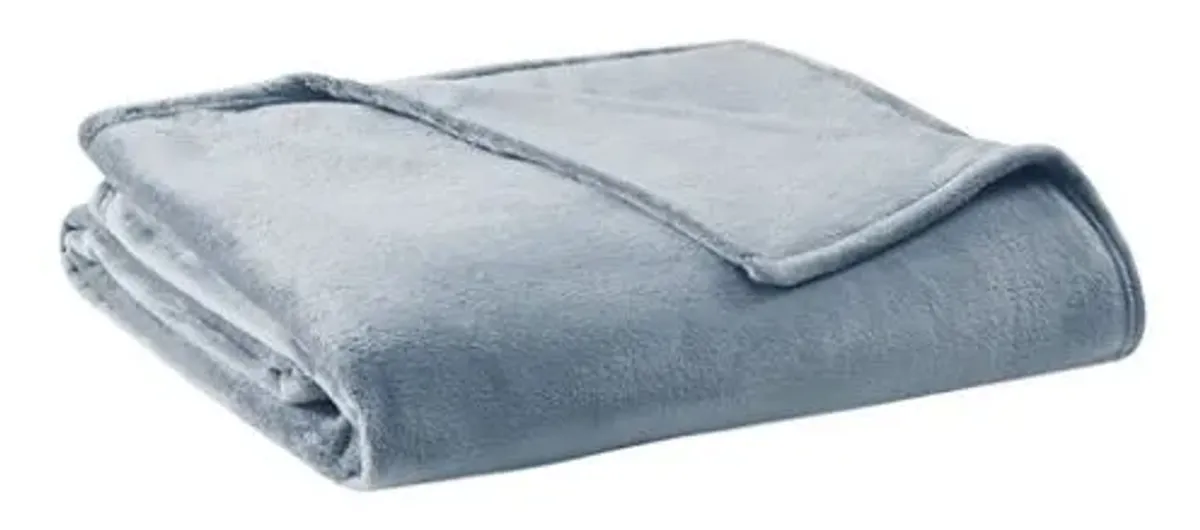 Olliix by Clean Spaces Blue Twin  Antimicrobial Plush Blanket