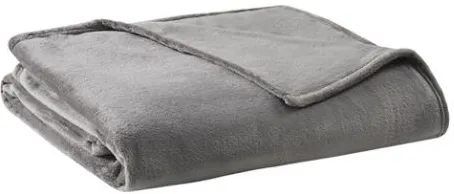 Olliix by Clean Spaces Charcoal Twin  Antimicrobial Plush Blanket