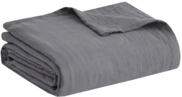 Olliix by Clean Spaces Gauze Charcoal Full/Queen 100% Cotton Lightweight Blanket