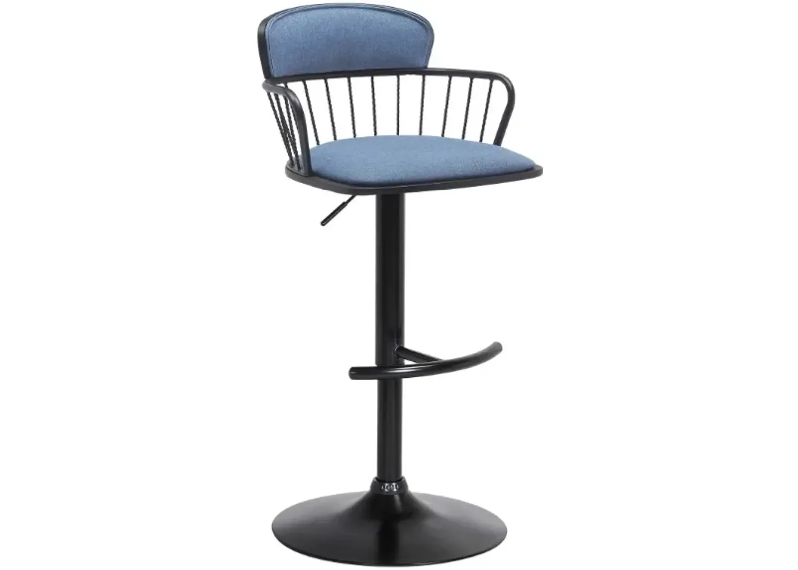 Armen Living Nash Black/Blue Adjustable Bar Stool