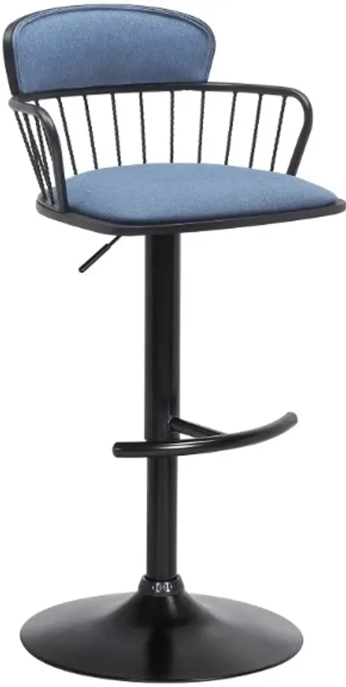 Armen Living Nash Black/Blue Adjustable Bar Stool