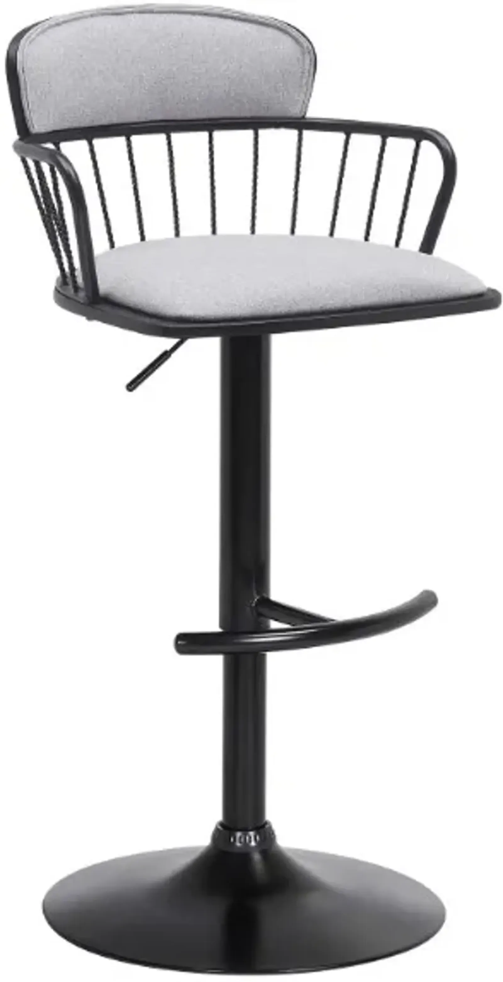 Armen Living Nash Black/Light Gray Adjustable Bar Stool