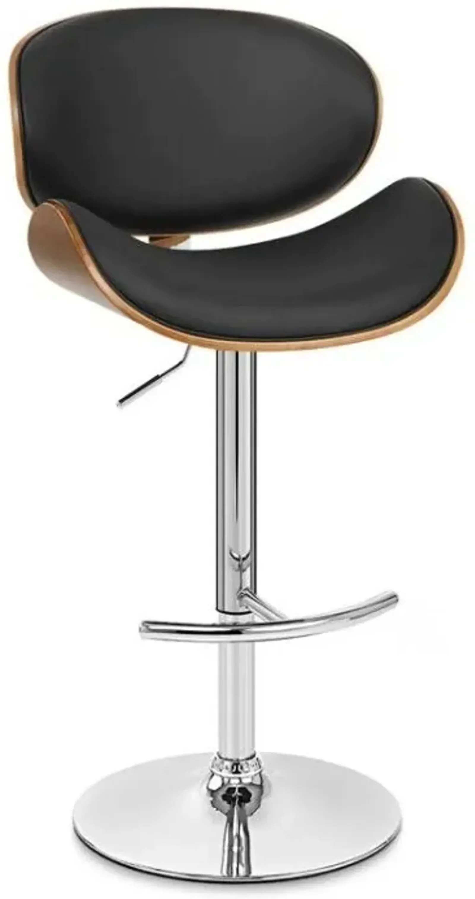 Armen Living Naples Black/Walnut Adjustable Bar Stool