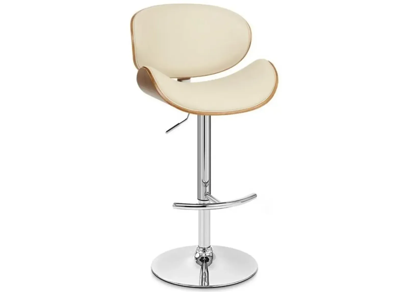 Armen Living Naples Cream/Walnut Adjustable Bar Stool