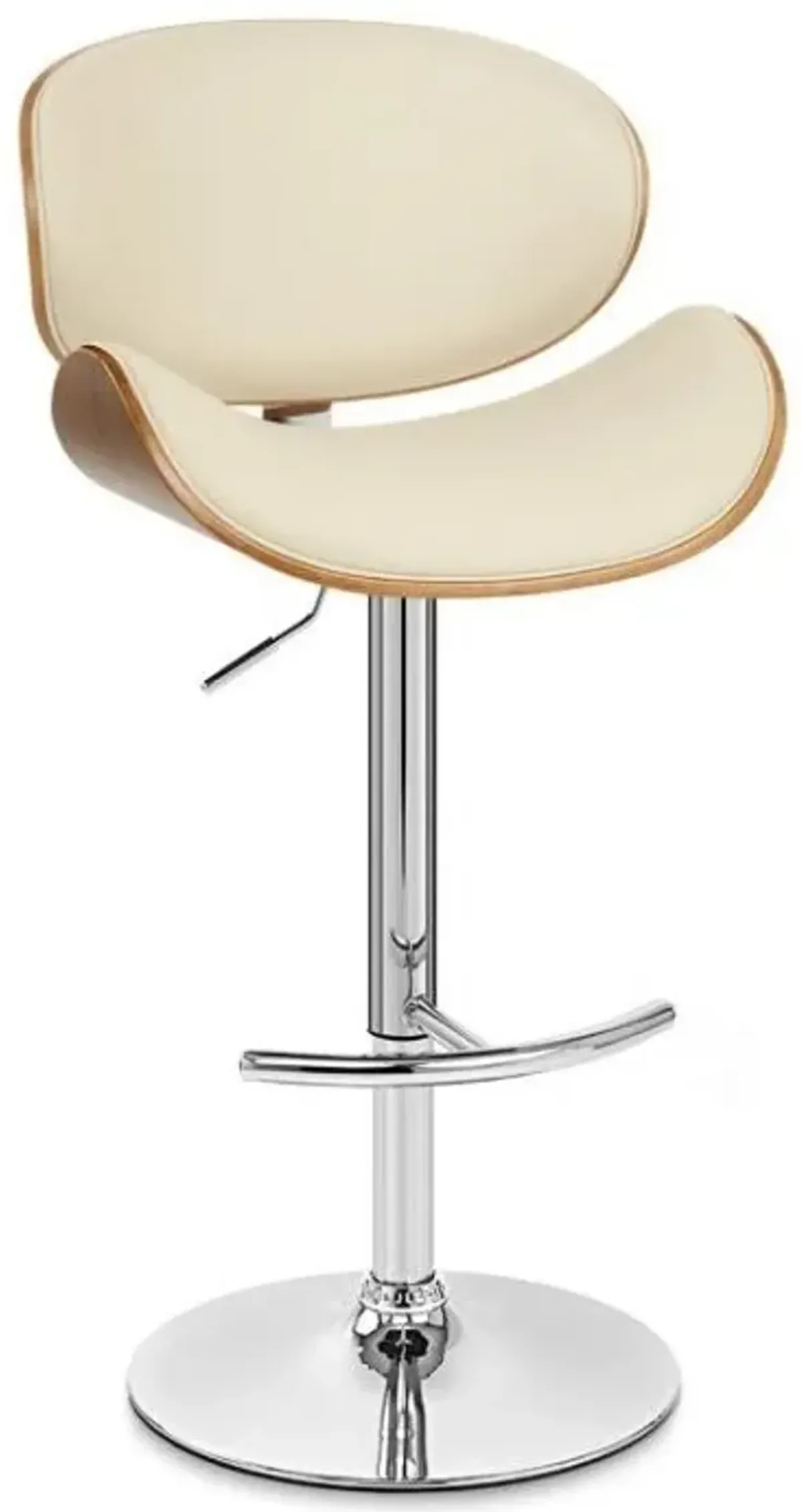 Armen Living Naples Cream/Walnut Adjustable Bar Stool