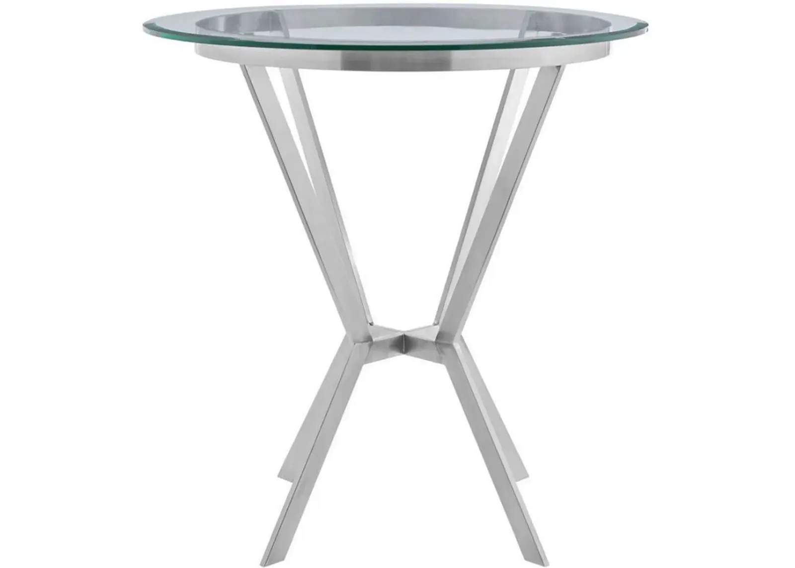 Armen Living Naomi Glass Top Dining Table with Stainless Steel Base 