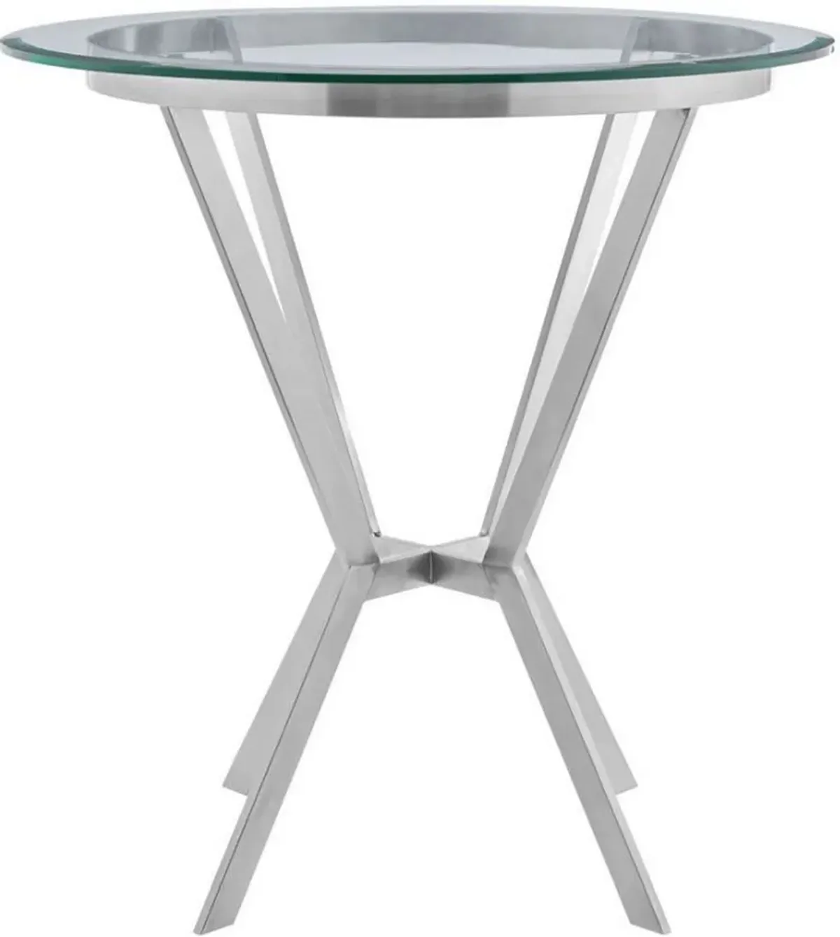 Armen Living Naomi Glass Top Dining Table with Stainless Steel Base 