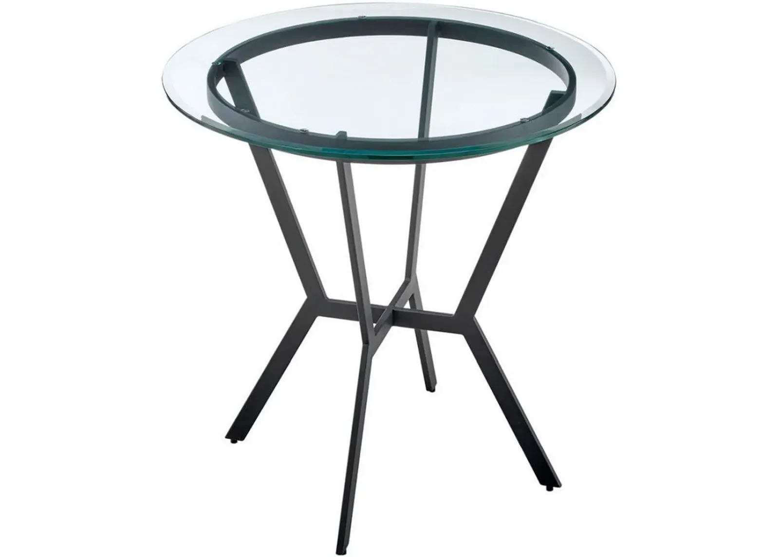 Armen Living Naomi Glass Top Bar Table with Black Metal Base 