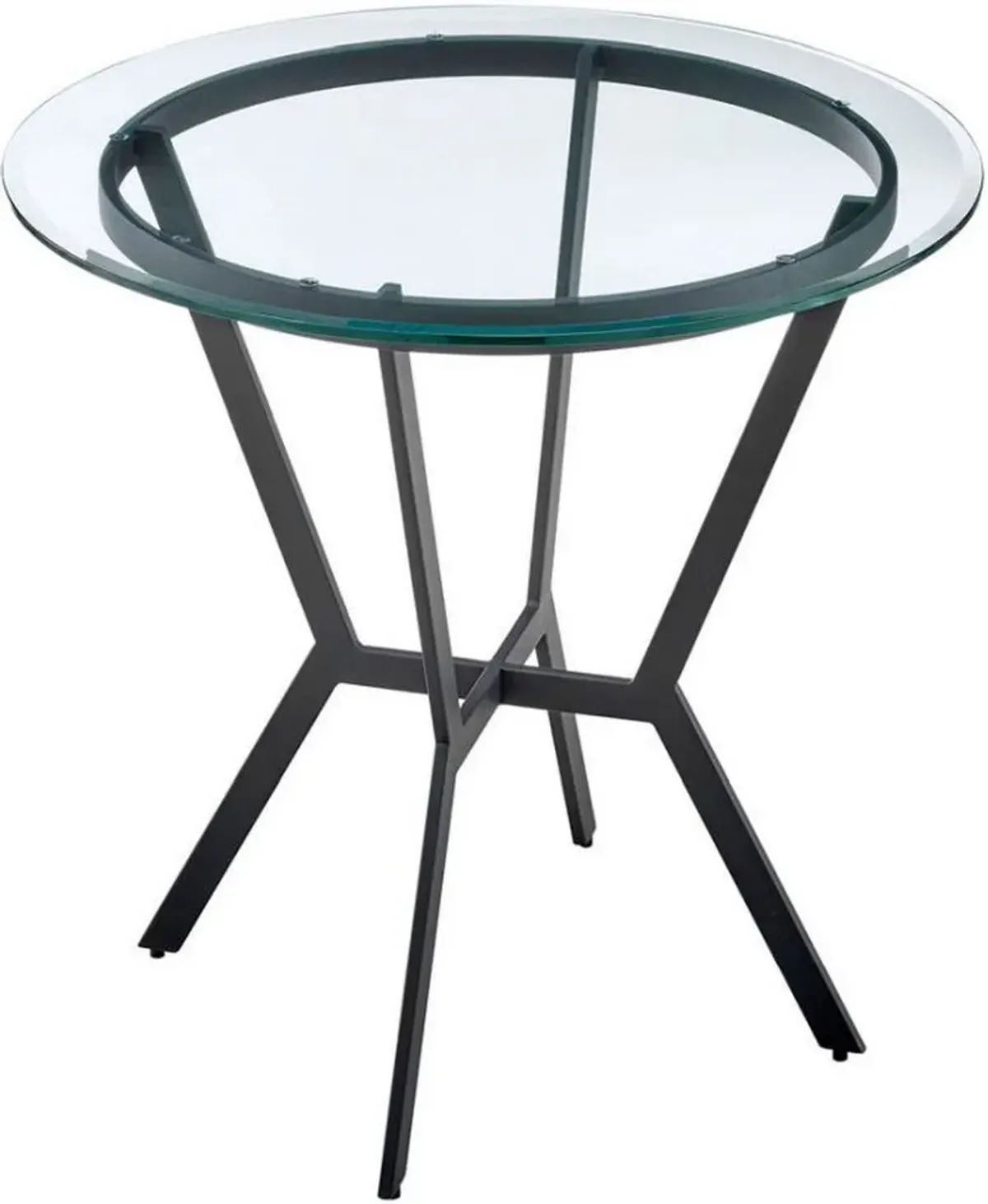 Armen Living Naomi Glass Top Bar Table with Black Metal Base 