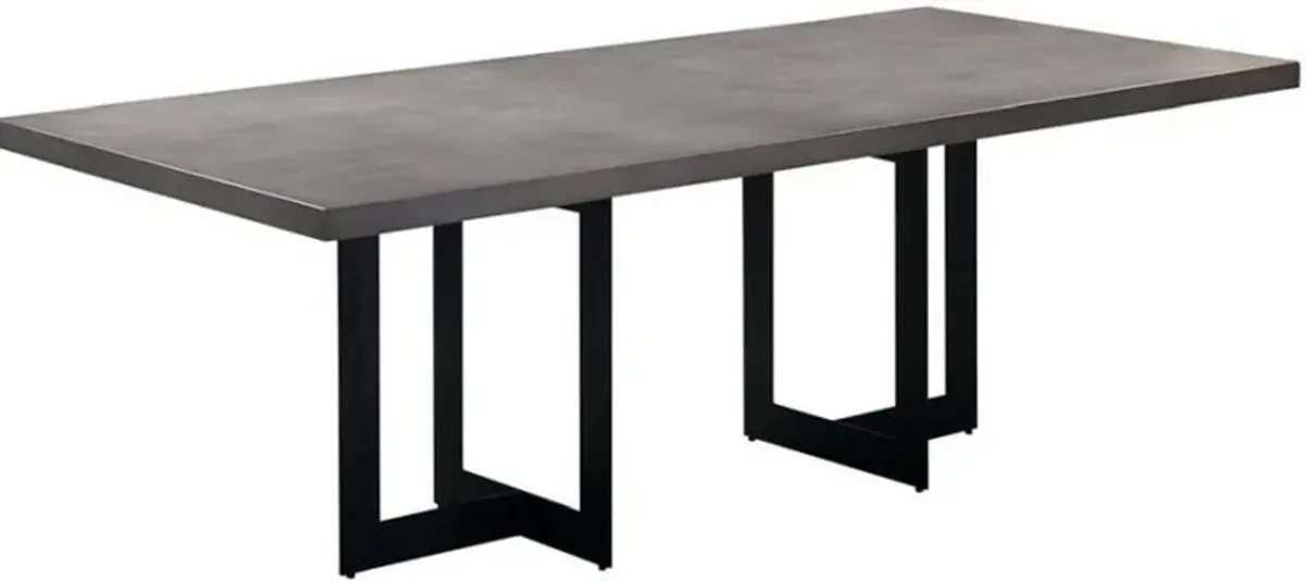 Armen Living Odet Grey Rectangular Dining Table with Black Brushed Base 