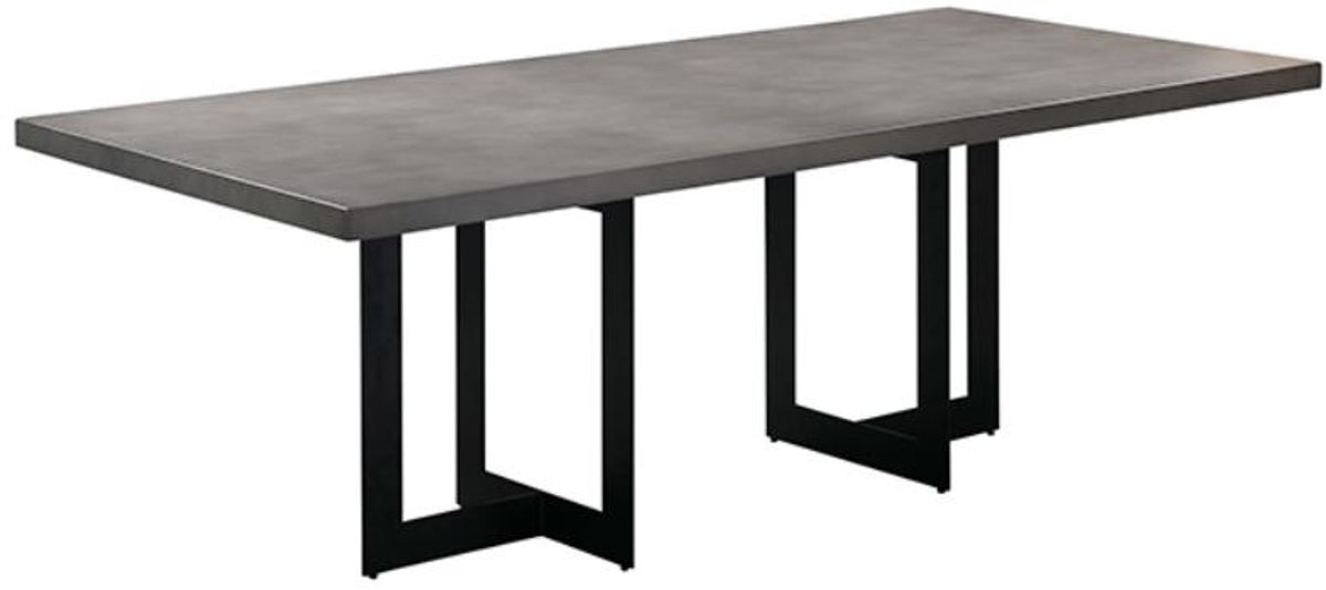 Armen Living Odet Black Brushed/Grey Rectangular Dining Table