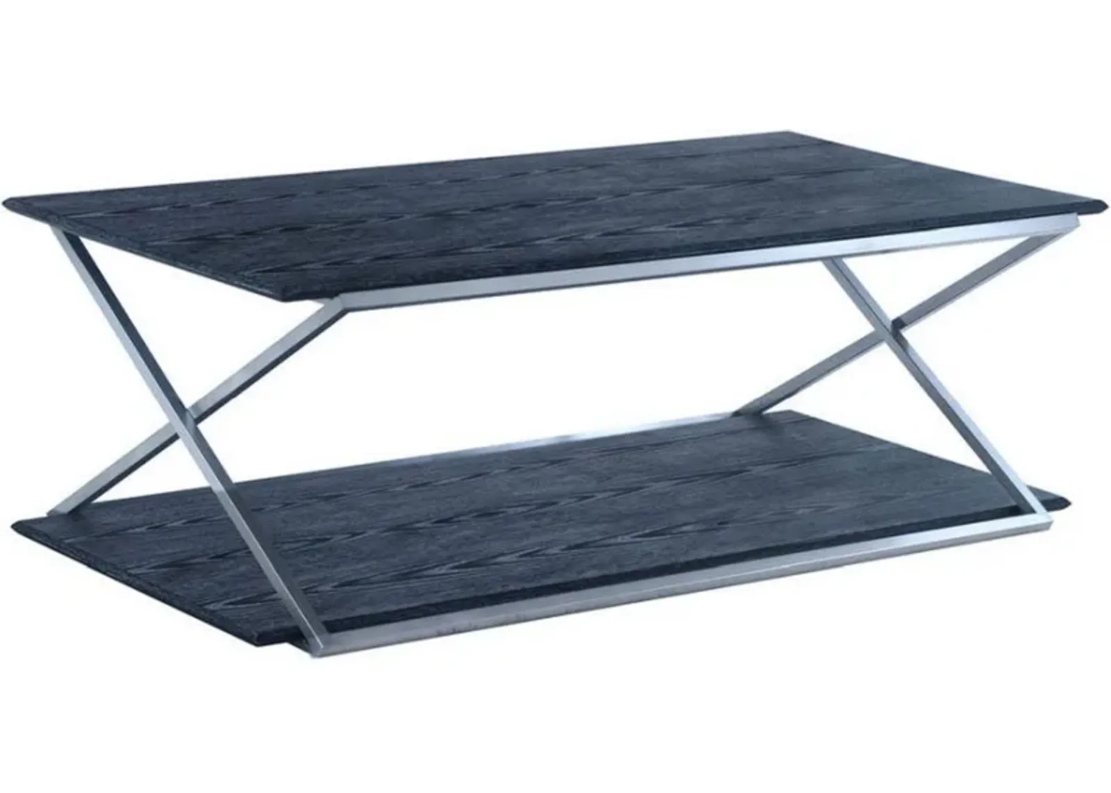 Armen Living Westlake Black Coffee Table with Stainless Steel Frame