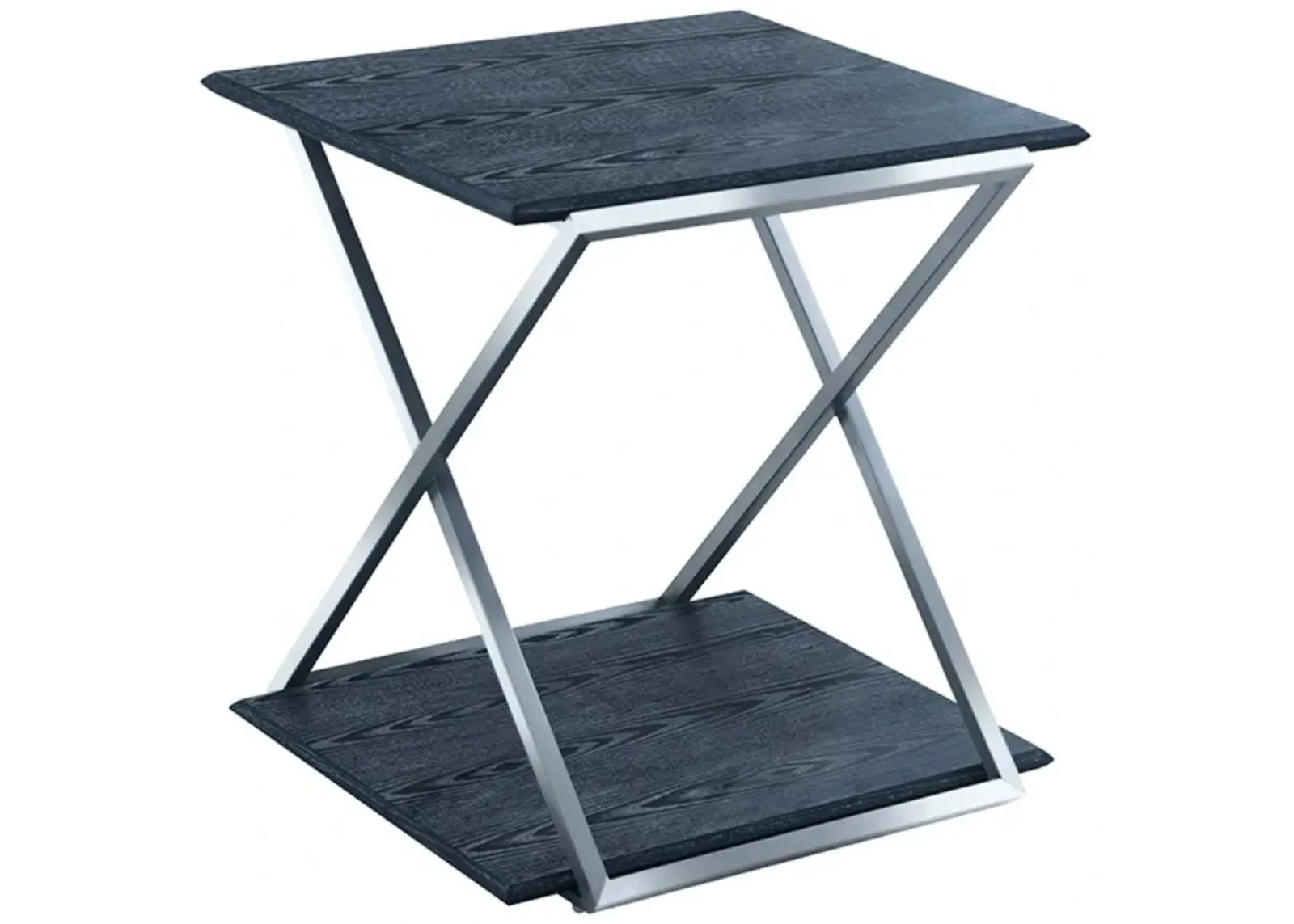 Armen Living Westlake Black End Table with Stainless Steel Frame 