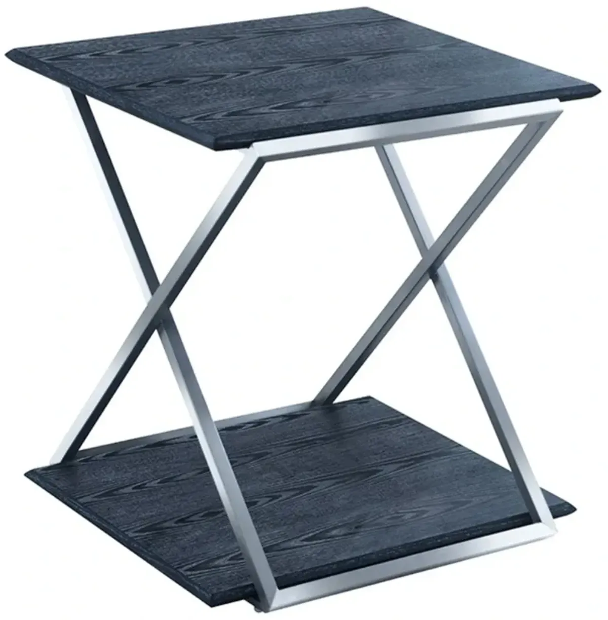 Armen Living Westlake Black End Table with Stainless Steel Frame 