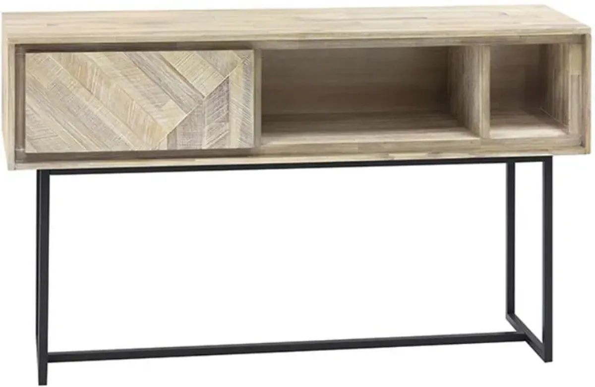 Armen Living Peridot Black/Natural Console Table