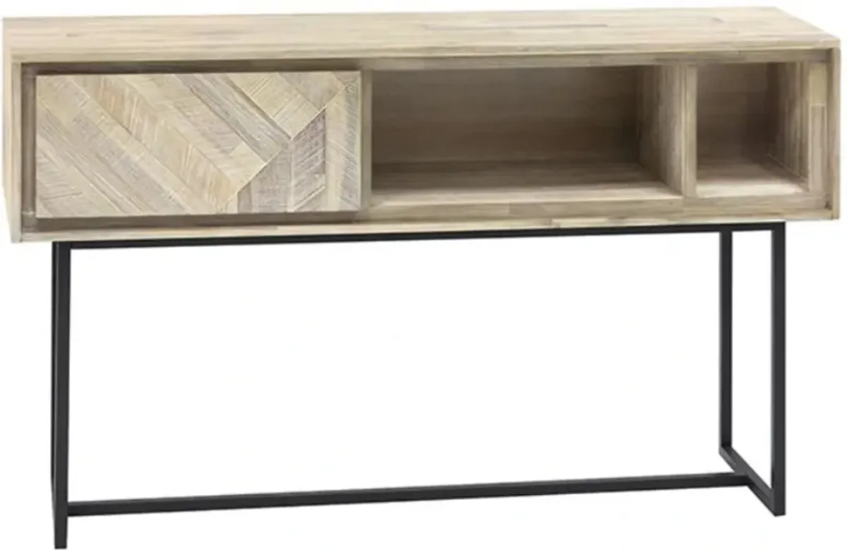 Armen Living Peridot Natural Console Table with Black Base 