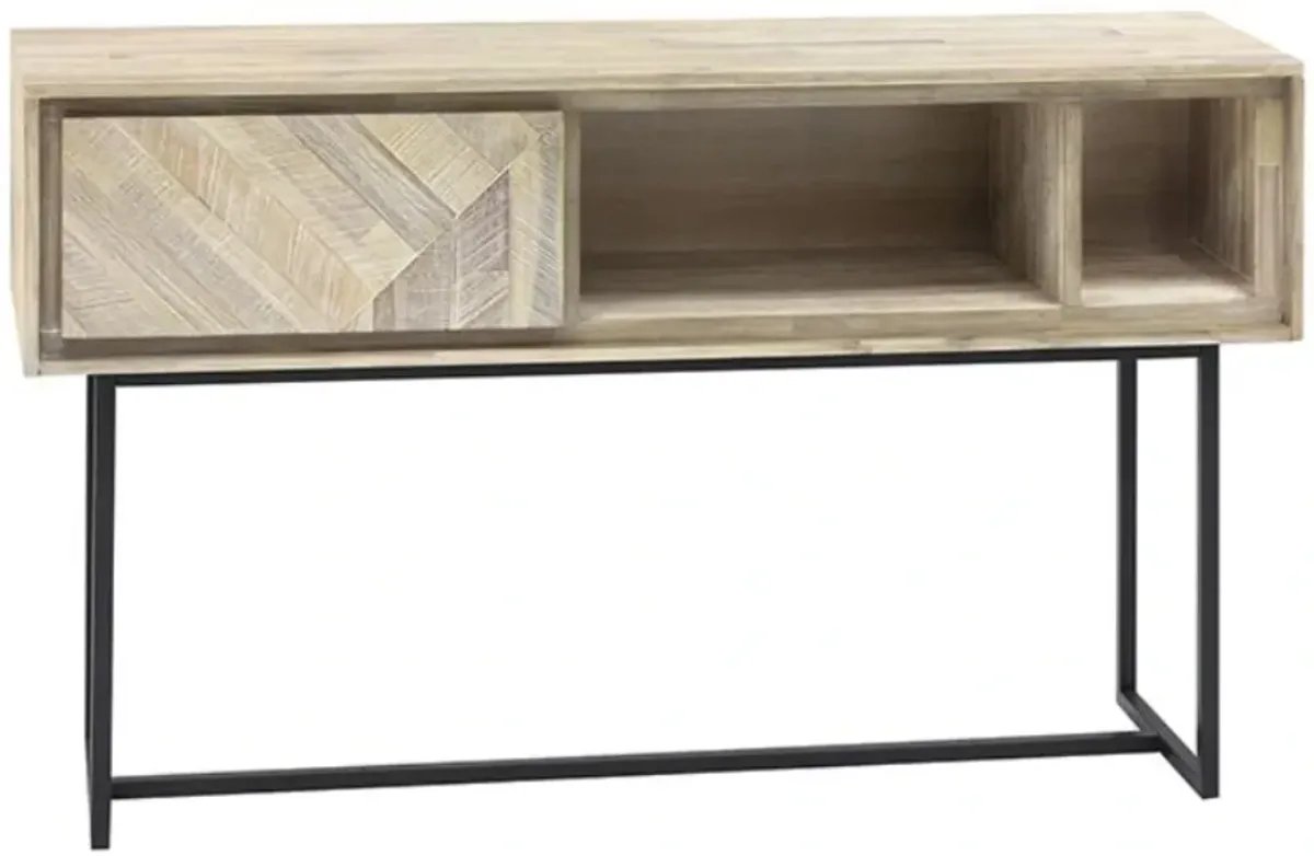 Armen Living Peridot Natural Console Table with Black Base 