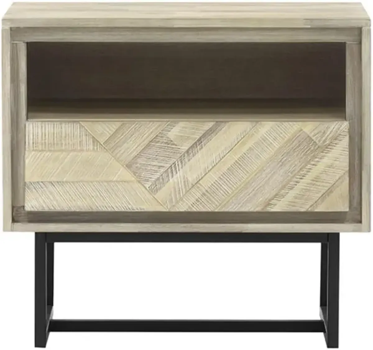 Armen Living Peridot Black/Natural Nightstand 