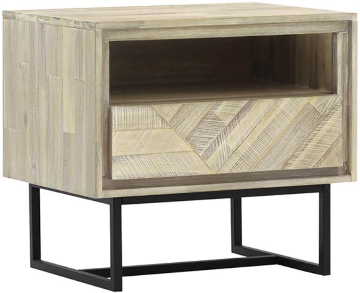 Armen Living Peridot Black/Natural Nightstand 