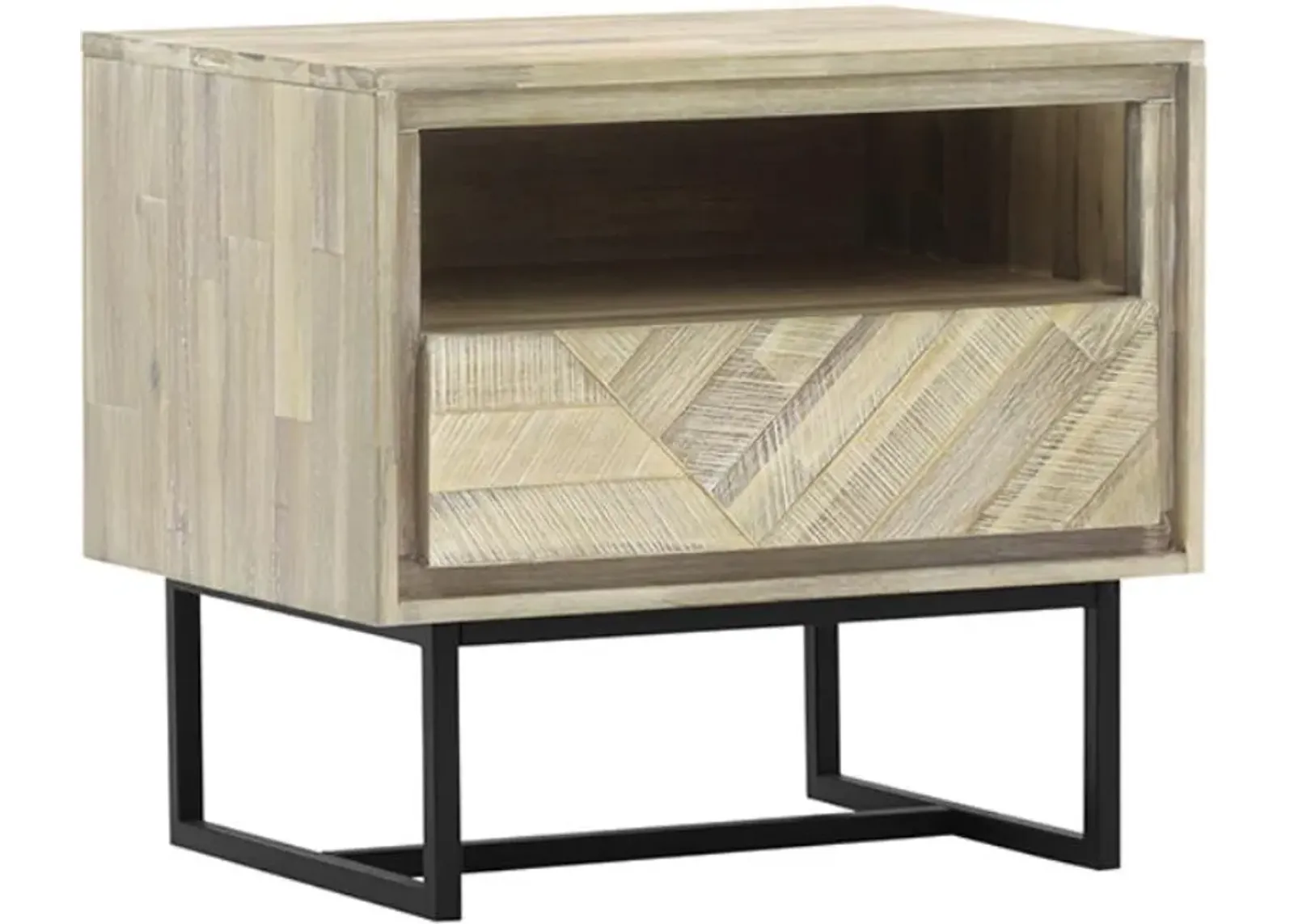 Armen Living Peridot Black/Natural Nightstand 