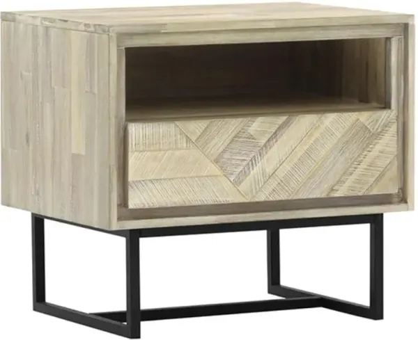 Armen Living Peridot Black/Natural Nightstand 