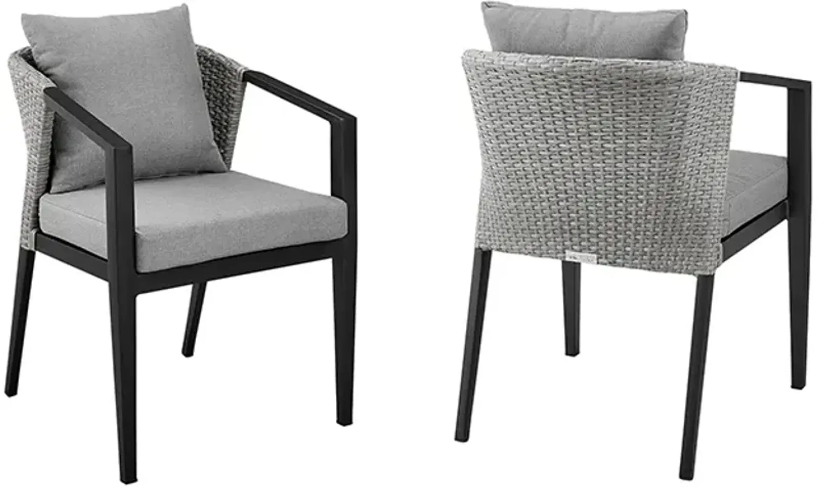 Armen Living Palma Set of 2 Black/Grey Outdoor Patio Dining Chairs