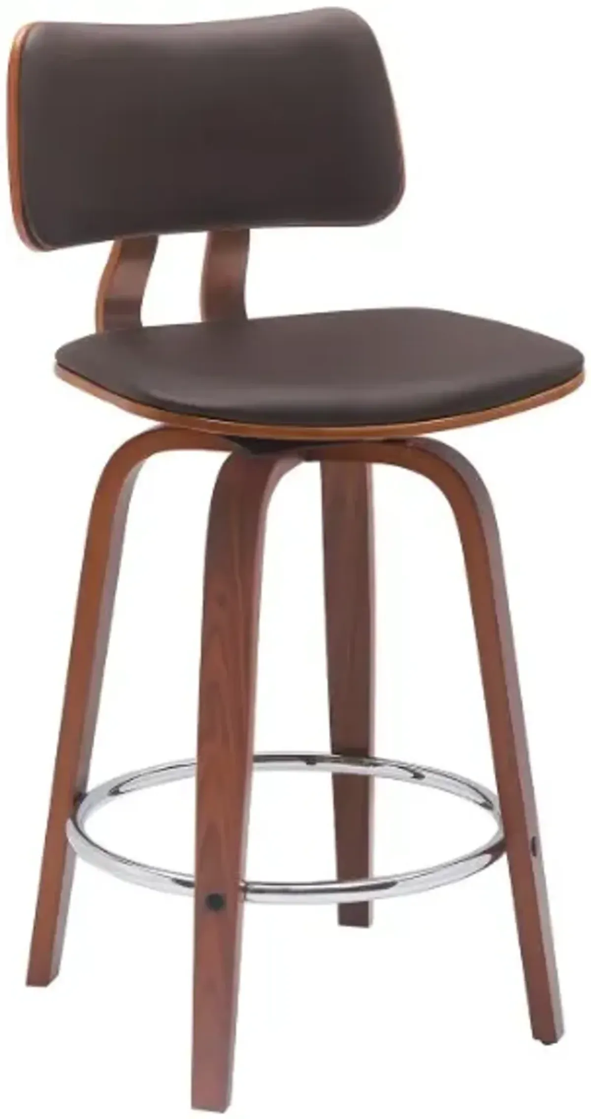 Armen Living Pico Brown/Walnut Swivel Counter Stool