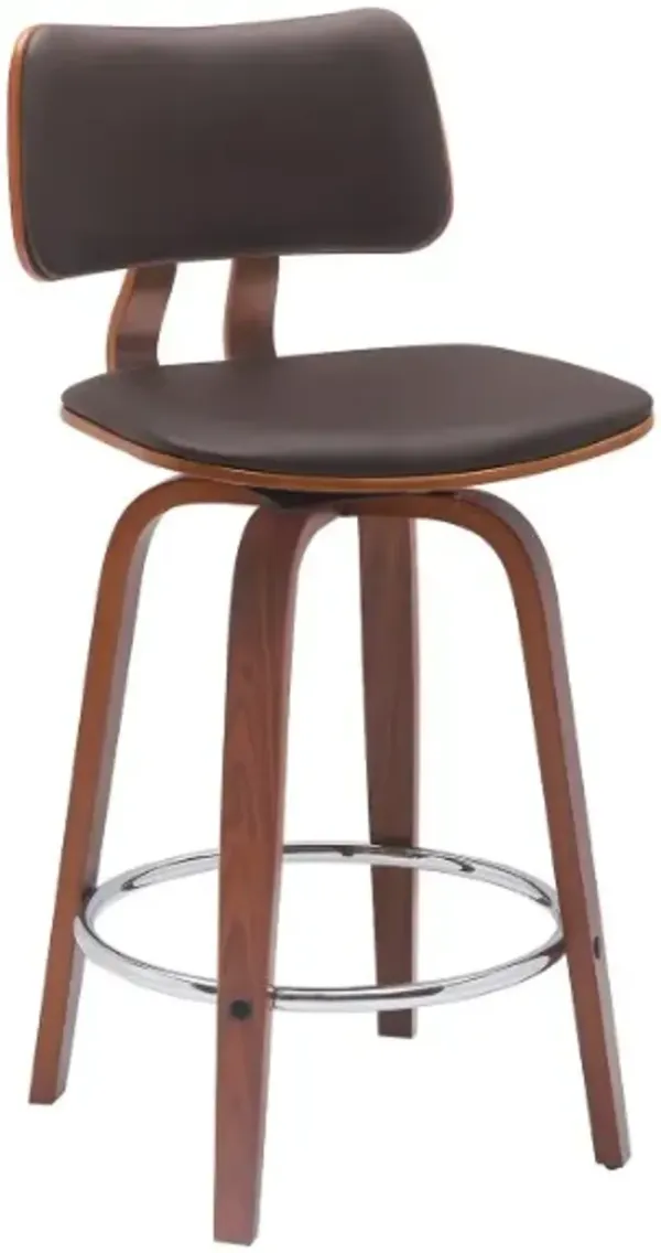 Armen Living Pico Brown/Walnut Swivel Bar Stool