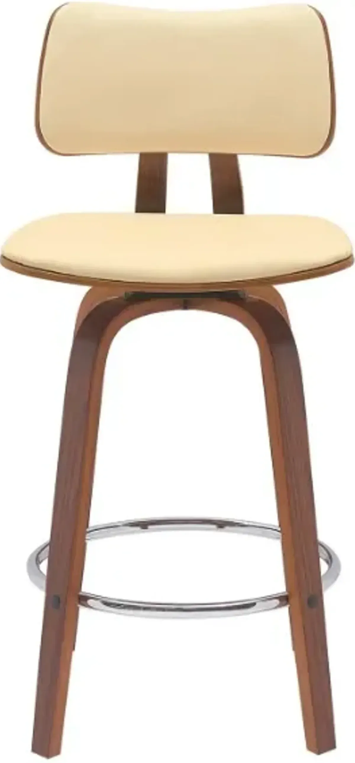 Armen Living Pico Cream/Walnut Swivel Counter Stool