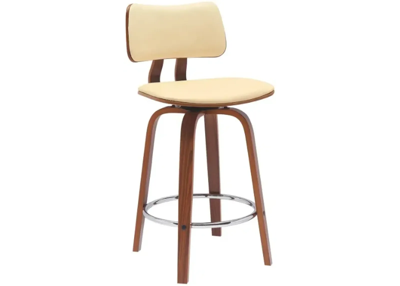 Armen Living Pico Cream/Walnut Swivel Counter Stool