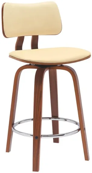 Armen Living Pico Cream/Walnut Swivel Counter Stool