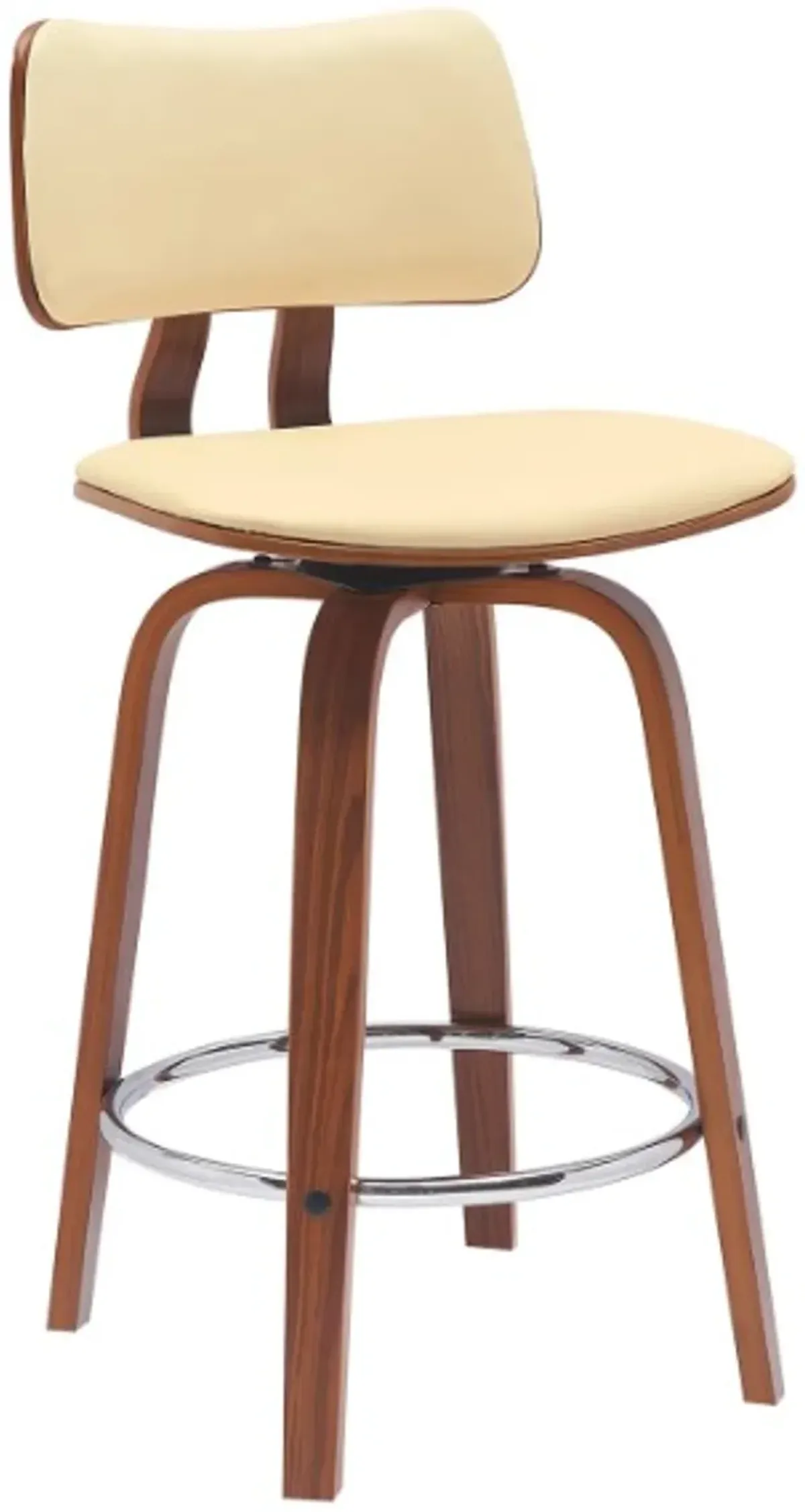 Armen Living Pico Cream/Walnut Swivel Bar Stool