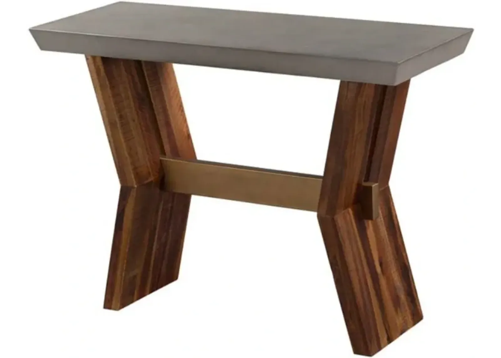 Armen Living Picadilly Gray Rectangle Console Table with Brown Brushed Trestle Base