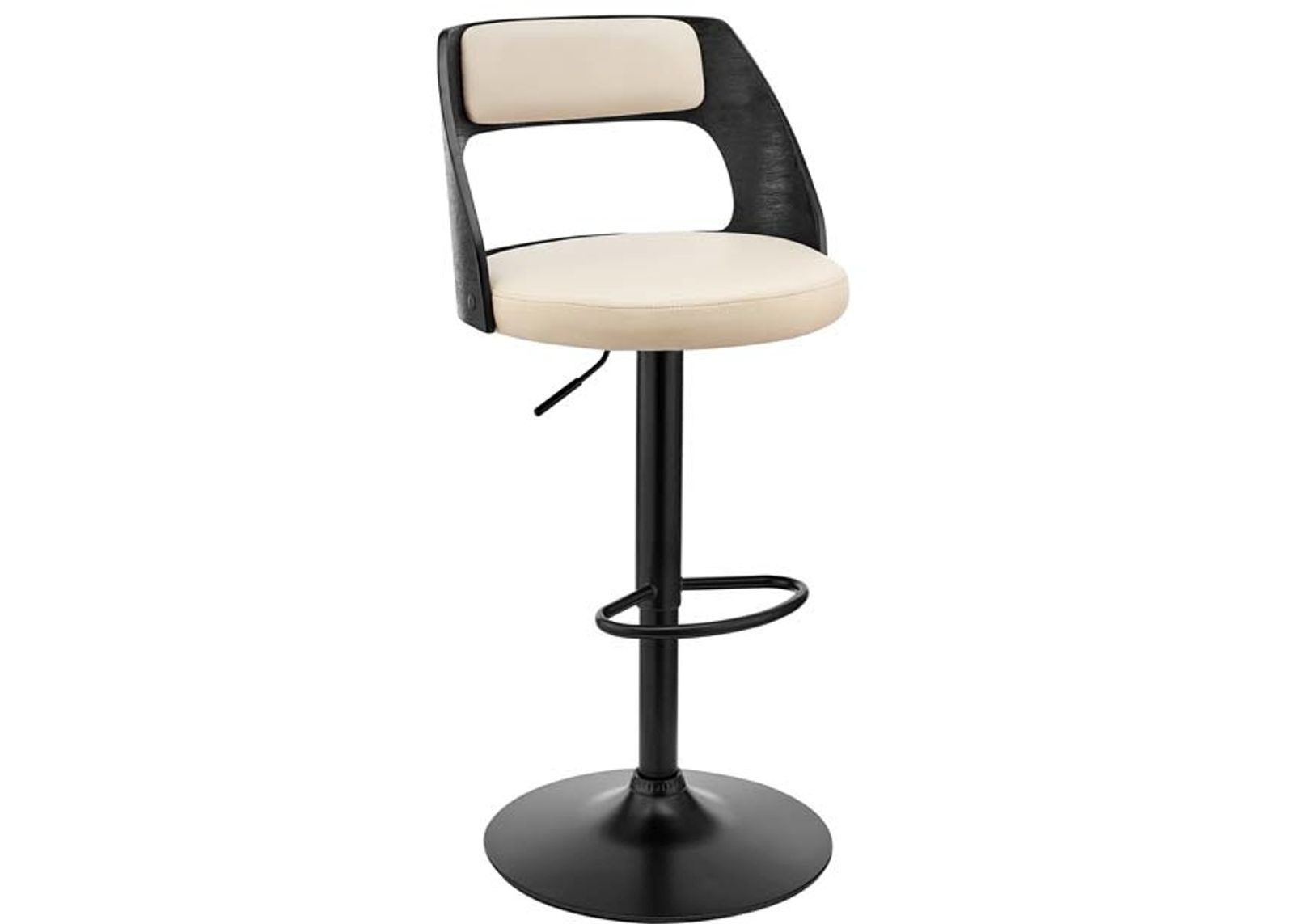 Armen Living Paulo Cream/Black Adjustable Swivel Bar Stool