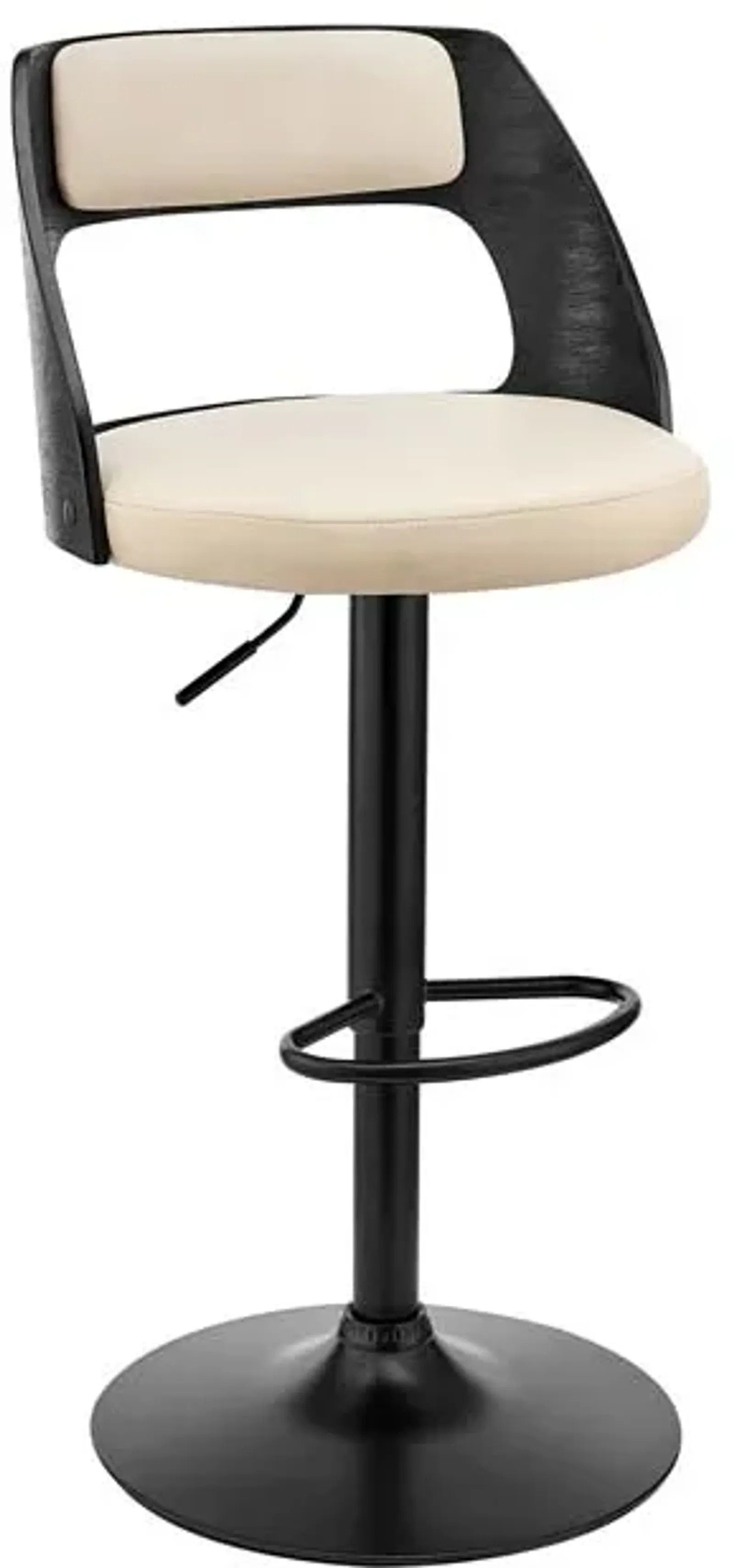 Armen Living Paulo Cream/Black Adjustable Swivel Bar Stool