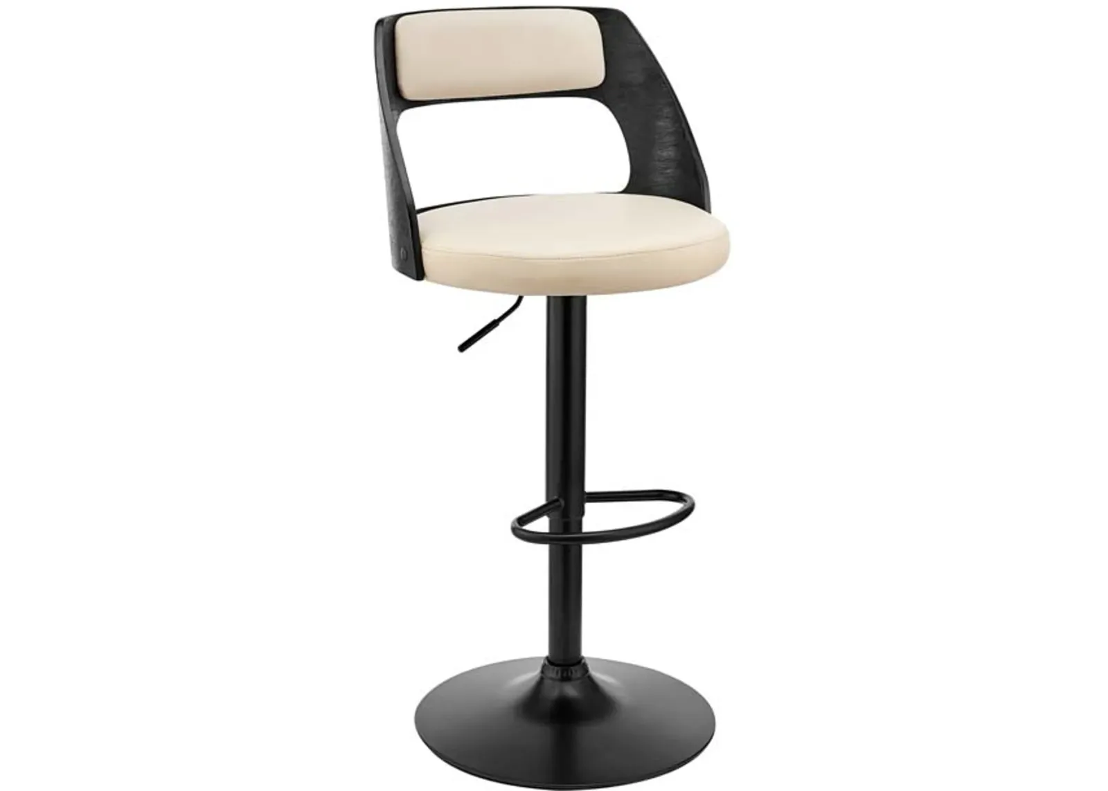 Armen Living Paulo Cream/Black Adjustable Swivel Bar Stool