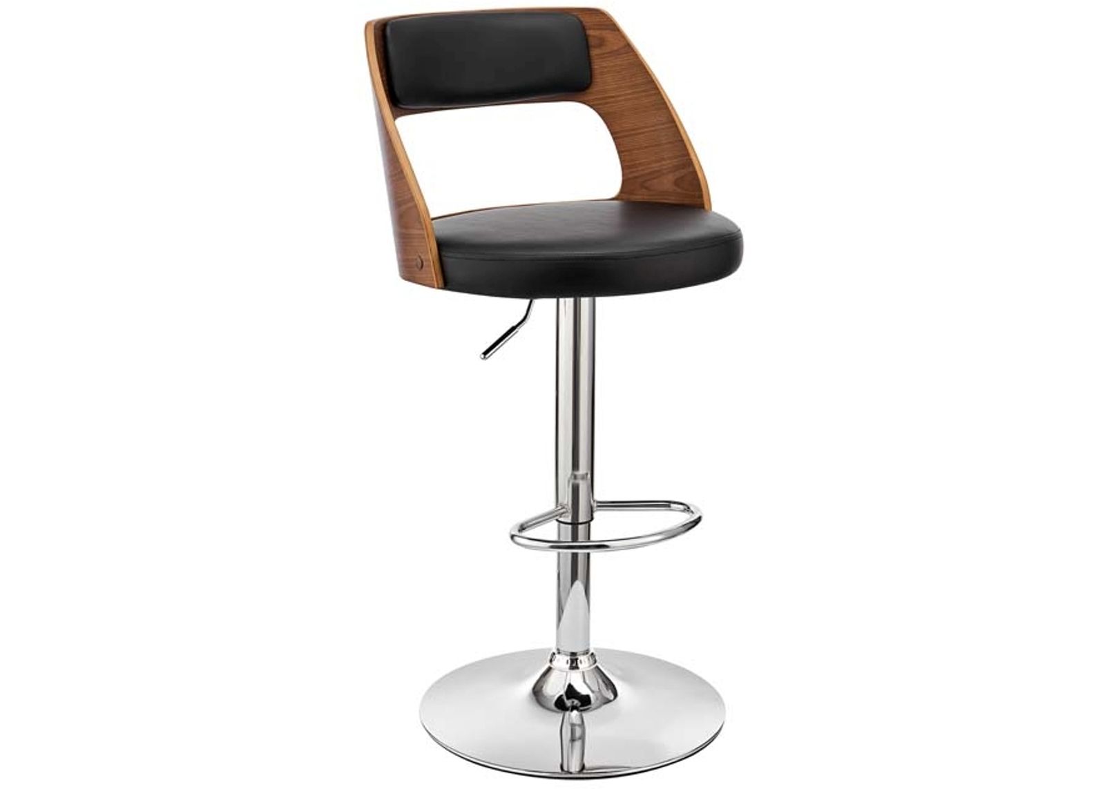 Armen Living Paulo Black/Walnut Swivel Adjustable Stool