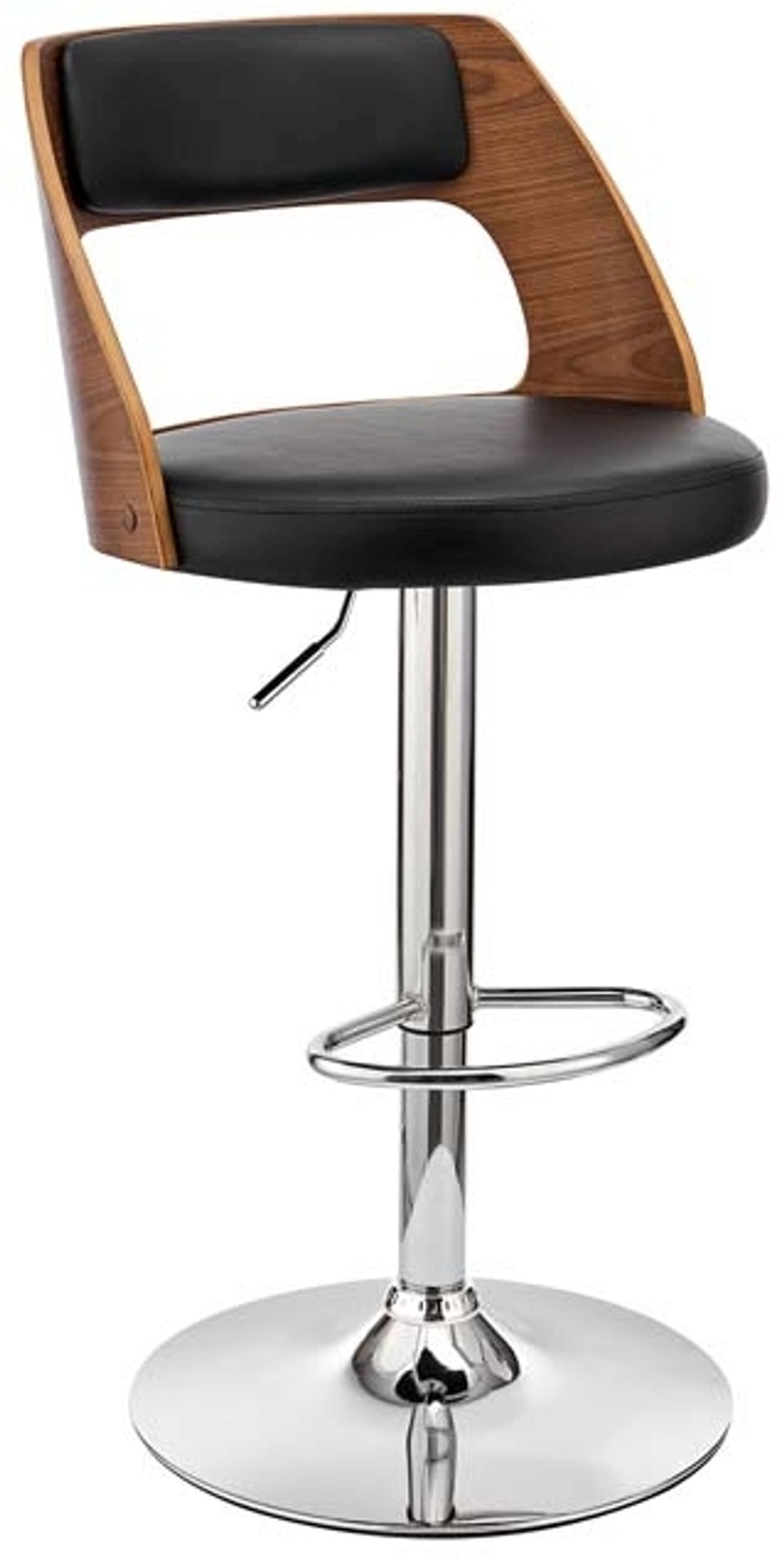 Armen Living Paulo Black/Walnut Swivel Adjustable Stool