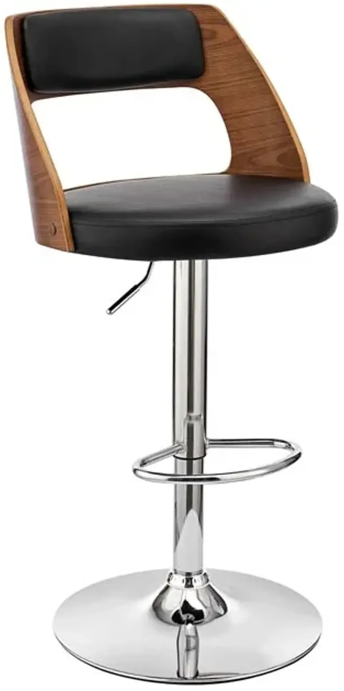 Armen Living Paulo Black/Walnut Swivel Adjustable Stool