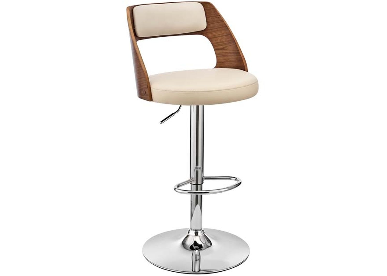 Armen Living Paulo Cream/Walnut Adjustable Swivel Stool