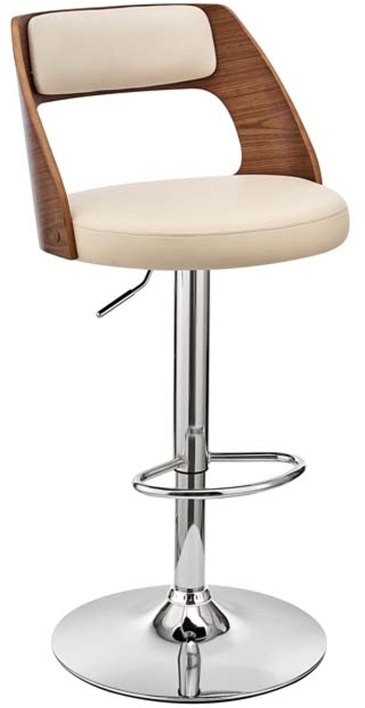 Armen Living Paulo Cream/Walnut Adjustable Swivel Stool