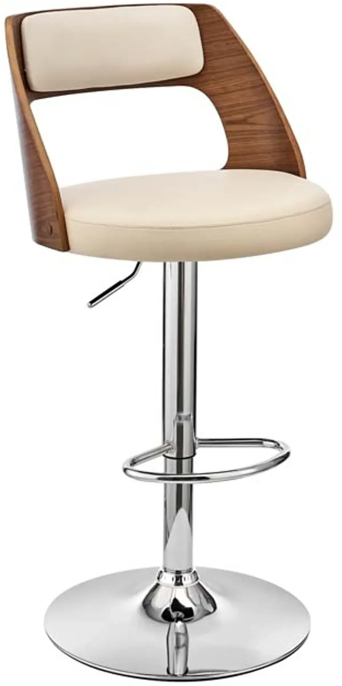 Armen Living Paulo Cream/Walnut Adjustable Swivel Stool