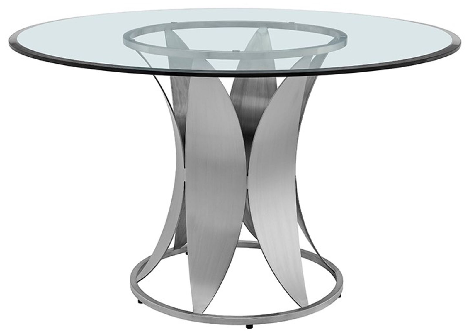 Armen Living Petal Stainless Steel Round Pedestal Dining Table