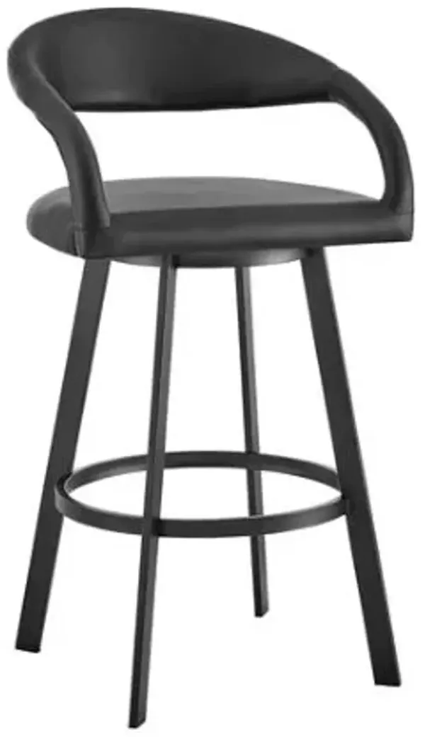 Armen Living Ramona Black Swivel Bar Stool