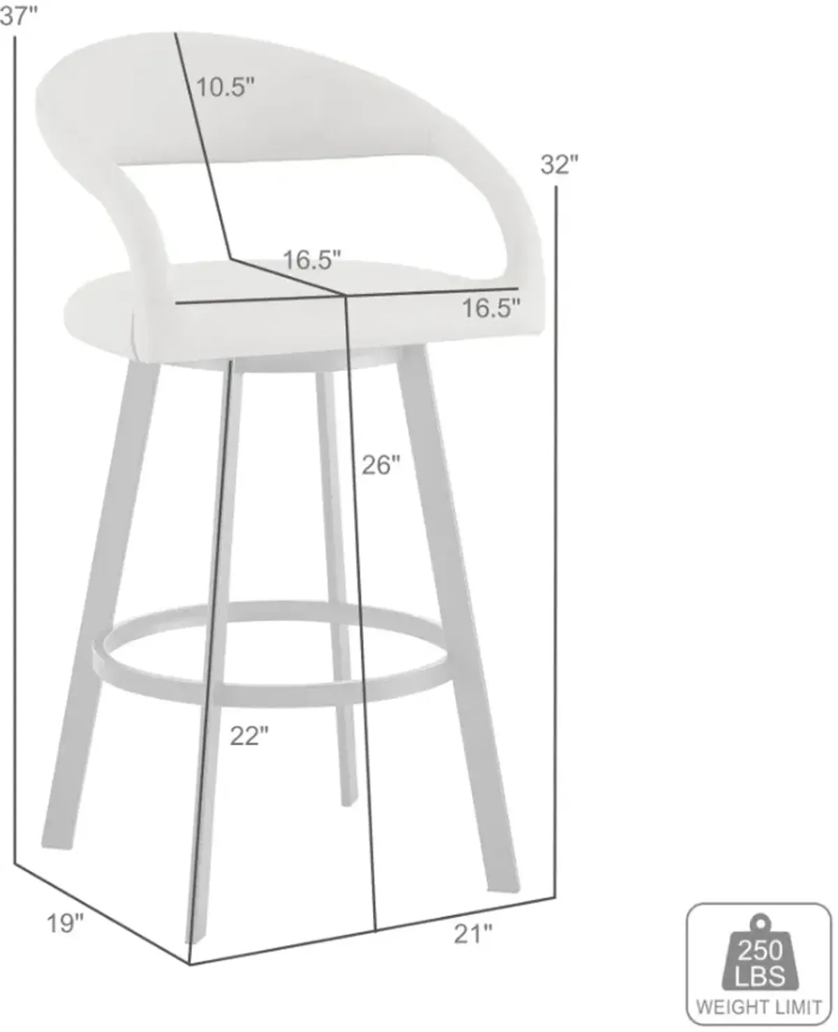 Armen Living Ramona Beige/Black Swivel Counter Stool